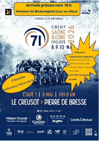 Course cycliste de Saône-et-Loire 8 mai 2026 Pierre-de-Bresse ville étape
