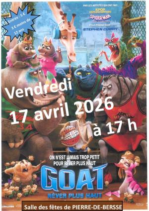 Ciné jeunesse GOAT film animation vendredi 17 avril 2026, à 17 h