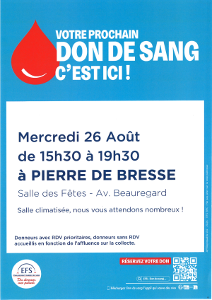 Don du sang - Mercredi 26 août 2026