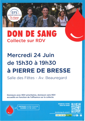 Don du sang - mercredi 24 juin 2026 