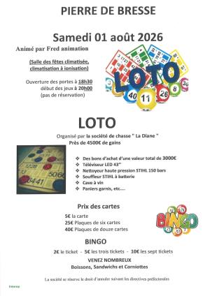 LOTO société de chasse "La Diane" samedi 01 août 2026 