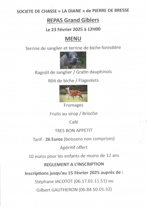 Repas "Grands Gibiers" - dimanche 23 février 2026