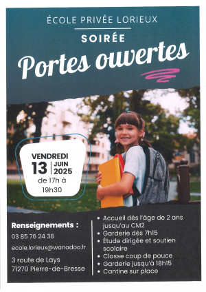 soirée portes ouvertes école privée LORIEUX 13 juin 2025